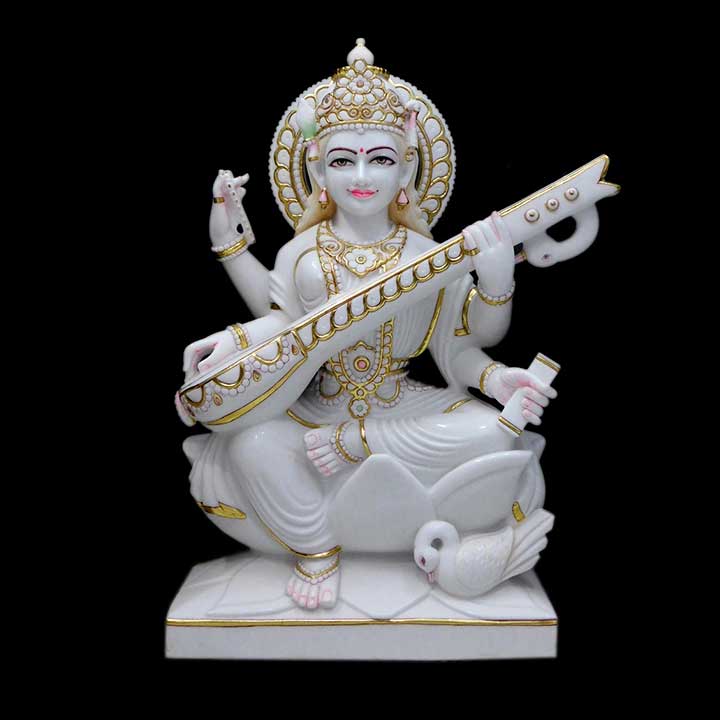 Marble Goddess Saraswati Statue