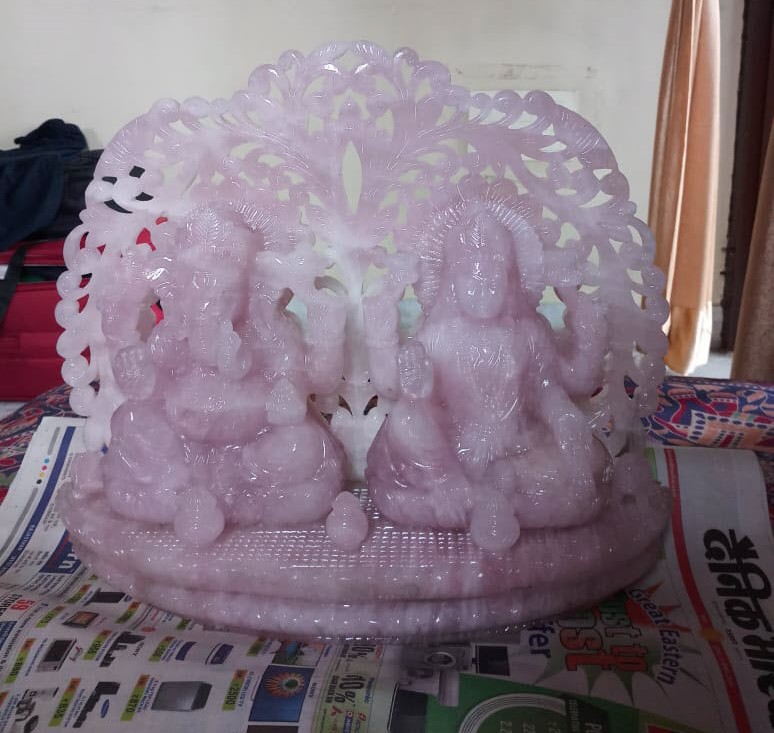 Precious Rose Quartz Laxmi Ganesha Idols