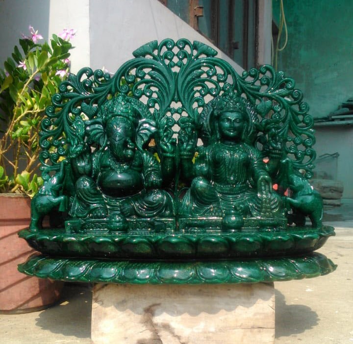 Precious Gemstone Laxmi Ganesha Statue
