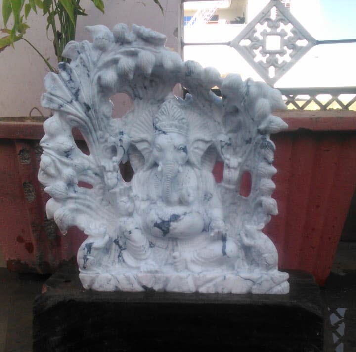 Precious White Howlite Ganesha Idols