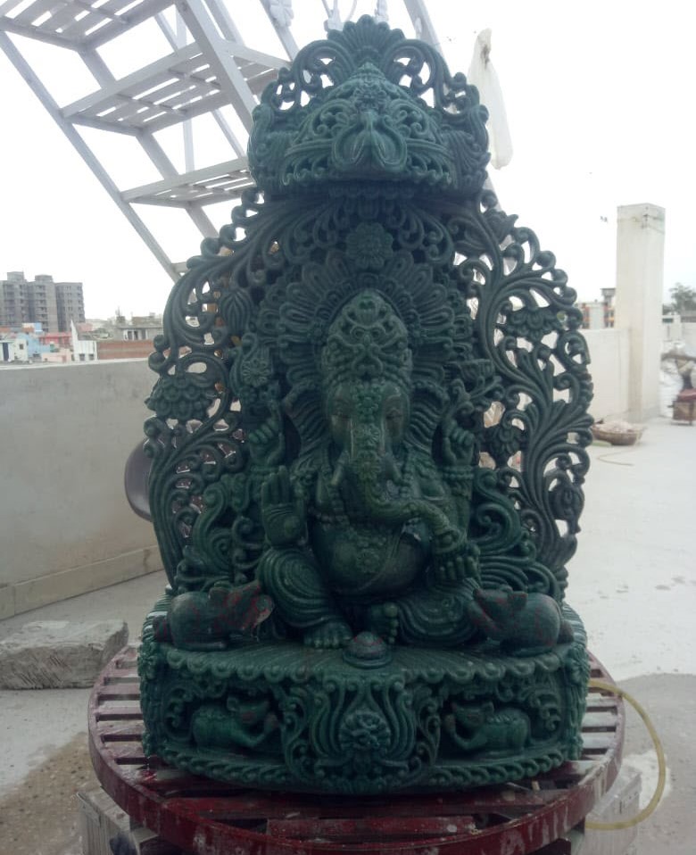 Precious Colored Quartz Ganesha Statue