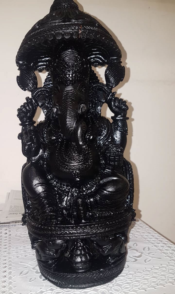 Precious Black Tourmaline Ganesha Idols