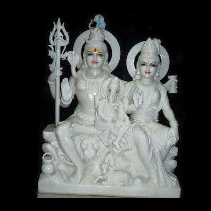 Marble Lord Shiv-Parvati Murti Statue