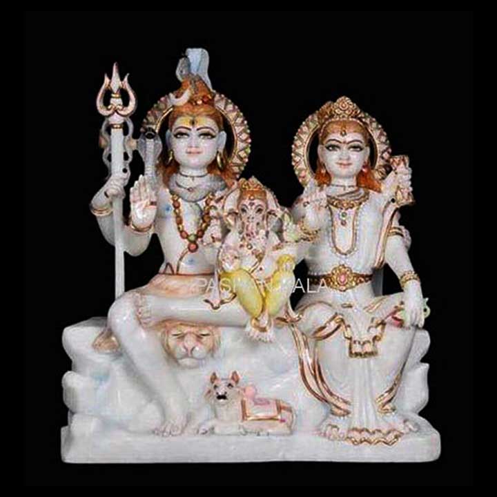 Marble Lord Shiv-Parvati Murti Statue