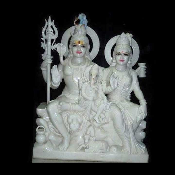 Marble Lord Shiv-Parvati Murti Statue